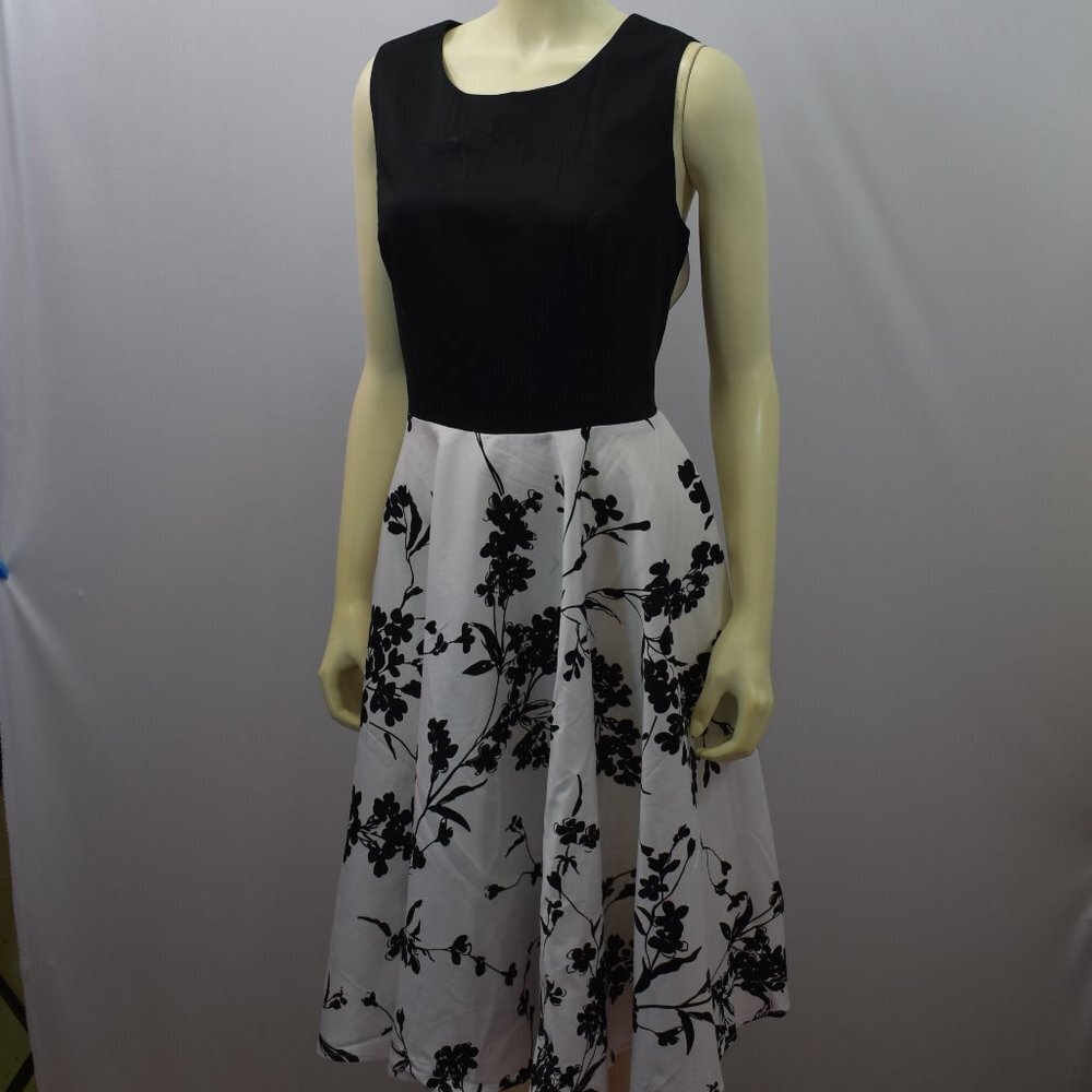 GRACE KARIN BLACK & WHITE FIT AND FLARE DRESS XL